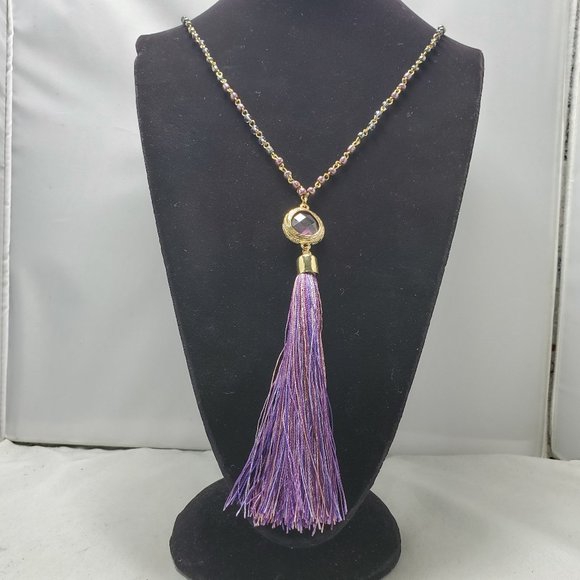 Macy's amethyst mala beads with purple stone and tassel yoga necklace - Picture 2 of 10